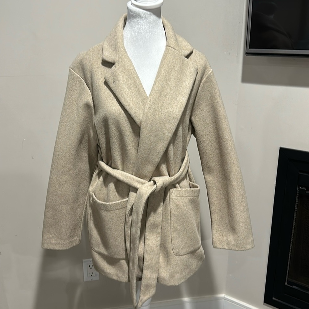 Zara Neutral Wool Coat, size s